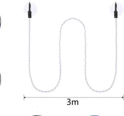 Reiswaslijn - 2 stuks - Met haken en zuignap - Draagbare elastische waslijn - Winddichte hanger voor buiten kamperen - Uitschuifbare waslijn - Waslijn - Voor buiten kamperen, wasdrogen - 3 m - Wit — thumbnail 5