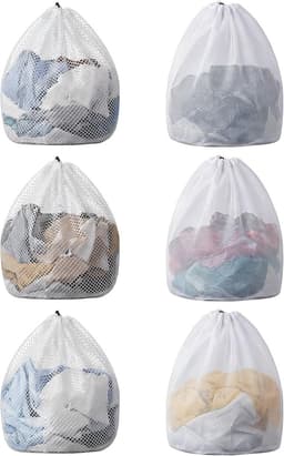 Set van 10 gaaszakjes met trekkoord - Grote nylon waszakken van gaas - Te gebruiken als cadeauzakjes, vaatwaszakjes - Met schuifbaar trekkoord - Geschikt voor keuken, sieraden, huwelijksgeschenken, huishoudelijke artikelen (30 x 40 cm) — thumbnail 1