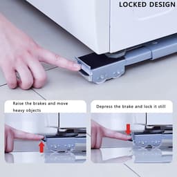 Wasmachine Standaard - Verrijdbare Ondersteuning - Apparaten Verplaatsen - Verstelbaar Met Wieltjes - 45-70 cm - Zilver — thumbnail 3