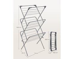 SONGMICS - Wasrek - Opvouwbaar Droogrek - Stalen Frame - 20 m Droogruimte - Voor Binnen en Buiten
