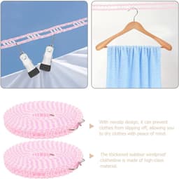 Waslijn - Drooglijn Kledinglijn - Kleding Drogen - Winddicht Antislip - 8 meter - Roze — thumbnail 5