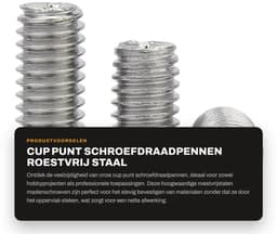 Dailygoods- Madenschroeven M2,5 x 2,5 mm - 100 Stuks - Roestvrij Staal - Pinschroeven - Bevestigingselementen - Schroefdraadpennen — thumbnail 4