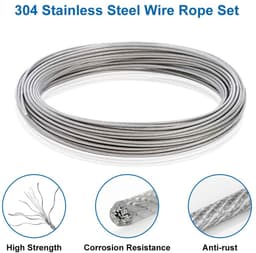 Dailygoods- Staalkabel 30 m - Roestvrij Staal 304 - PVC Coating - Bevestigingsvoorzieningen - Vingerhoed - Hoogwaardige Flexibiliteit - Draadkabel — thumbnail 3