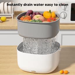 Dailygoods- Wasmachine voor Groenten en Fruit - Levensmiddelreiniger - Ultrasone Technologie - 360 Graden Reiniging - Voedselveilig PP-Materiaal - Grote Opslagcapaciteit - Groentewasmachine — thumbnail 4