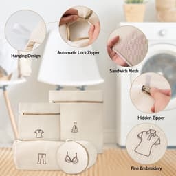 Dailygoods- Waszakken Set van 4 - Dubbel Laags - Zakken met Rits - Kledingbescherming - Duurzaam Gaas - Geschikt voor Delicate Was - Wasnetten — thumbnail 4