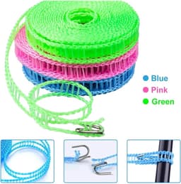 Draagbare Waslijn - Kledinglijn Buiten - Kleding Drogen - Windproof Nylon - 5 meter - Roze — thumbnail 5