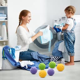 9 stuks wasballen voor de wasmachine - wasdroogballen van rubber en siliconen- Herbruikbare wasballen die de stof verzachten-kreukels verminderen en aan elkaar plakken — thumbnail 2
