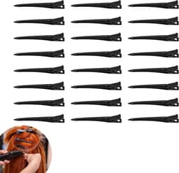 Haarklemmen en Borstel Set - Kappersclips Styling - Haar Stylen Knippen - Robuuste Metalen Clips - 24 Stuks - Zwart — thumbnail 1