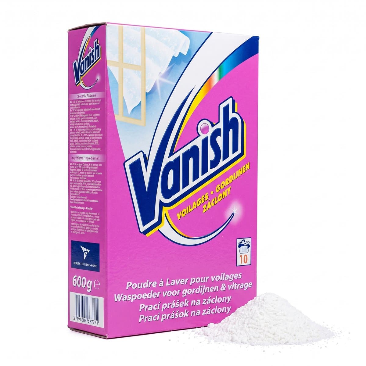 VANISH Waspoeder Voor Witte Gordijnen & Vitrage - Behandelt Vanaf 30°C - 10 Wasbeurten — afbeelding 1