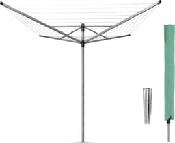Brabantia Lift-O-Matic Droogmolen - 50 m - met Metalen Grondanker en Beschermhoes - Metallic Grey — thumbnail 1
