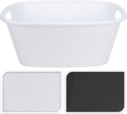 Kunststof wasmand - wit - 35 liter - 60 x 40 x 25 cm - manden voor wasgoed — thumbnail 1