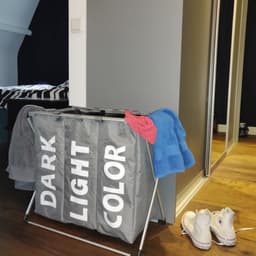 Wasmand met 3 vakken - wassorteerder - opvouwbaar en afneembaar frame - 90 L - Wit — thumbnail 5