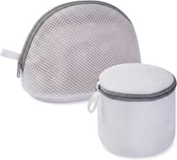 Set van 2 Wasnetten - Wit/Grijs - Klein - Fijnmazige Waszak met Ritssluiting - Voor Lingerie en Ondergoed — thumbnail 1