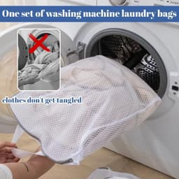 Wasnet voor Wasmachine - Wit - 20 x 30 cm - Polyester - Voor Gevoelige Kledingstukken — thumbnail 2