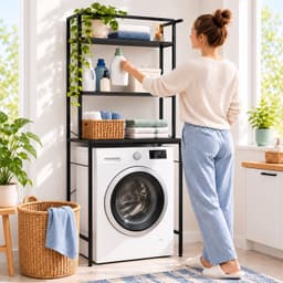 Wasmachine rek - 161x66x40 cm - zwart — thumbnail 3
