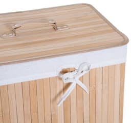 Smalle Wasmand met Deksel 72L – Waskorf met Handgrepen voor Wasruimte en Slaapkamer Natuur — thumbnail 4