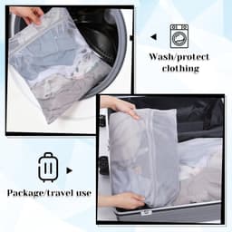 Grote Waszak met Rits voor Wasmachine, Herbruikbare Netzak voor Kleding, Ideaal voor Curtains, Truien en Jassen, 50 x 60 cm, Set van 3 — thumbnail 2