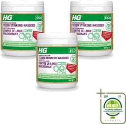 3 x HG ECO - Wasmiddeltoevoeging Tegen Stinkend Wasgoed - Effectieve Formule - 16 Wasbeurten - 500 g - Grootverpakking - Vaatwasstrips - Wasmiddel - Stankmoleculen - Wasgoed - Wasmiddeltoevoeging - Stinkend Wasgoed — thumbnail 1