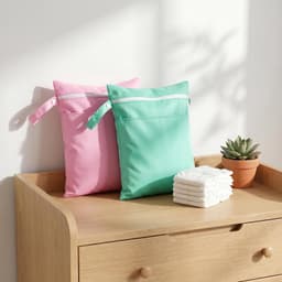 Natte zakken 40 x 30 cm - waterdichte waszak in groen en roze - dubbele ritssluiting - ideaal voor natte spullen - ShopVlot — thumbnail 1