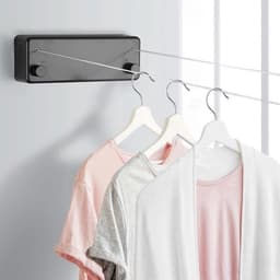 Dailygoods- Intrekbare waslijn van 30 meter - Waslijn met twee lijnen - Roestvrij staal - Veilig ontworpen - Geschikt voor op het balkon - Neemt weinig ruimte in - Lijn voor kleding — thumbnail 3