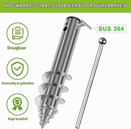Parasol Grondanker - Afneembare Handgreep - 42 cm - Stabiele Grondhouder voor 3-5 cm Paal - Voor Tuin en Strand — thumbnail 5