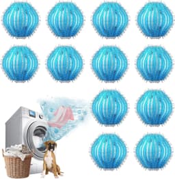 Set van 12 wasballen voor het verwijderen van dierenharen - Wasballen voor de was - Herbruikbare wasballen voor huisdiervriendelijke gezinnen - 32 mm reinigingsballen van puur nylon — thumbnail 1