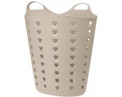 Excellent Houseware Flexibele wasmand - beige - 60 liter - kunststof - 47 x 50 cm