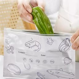 Vrieszakken met Ritssluiting - Aluminiumfolie - Groot - Herbruikbare Voedselopslagzakken voor Vlees, Groenten en Fruit — thumbnail 2