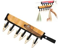 Opvouwbare stoffen hangers - compact opvouwbaar droogrek - met 6 veilige clips - schattig dierenpatroon voegt toe - voor reizen, cruise, hotel, camping