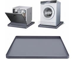 Bobypet - Wasmachine lekbak - Siliconen beschermmat - Waterdicht - Beschermt de vloer tegen lekkage - Voor wasmachine, droger, vaatwasser, koelkast en airco - 60 x 50 x 1,5 cm - Grijs