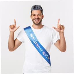 1set Verstelbare Verjaardagscrown Sash Voor Mannen Koninklijke Verjaardagsdecoraties Met Metalen Crown Decoratieve Sash Voor Feestelijke Gelegenheden — thumbnail 2