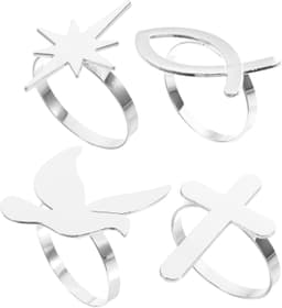 1set Jezus Vis Duif Cross Servet Ringen Duurzame Slijtvast Voor Doop Communie Feestdagen Bruiloften Unieke Tafeldecoratie Voor Speciale Gelegenheden — thumbnail 1