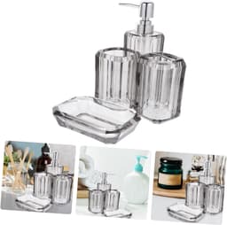 1set Badkameraccessoires Transparante Zeepdispenser Tandborstelhouder Tandbeker Zeepschotel Stijlvol Ruimtebesparend Voor Badkamergebruik — thumbnail 3