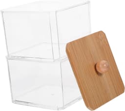1set Transparante Opbergdoos Voor Badkamer Stapelbare Organisator Voor Wattenstaafjes Wattenbollen Make-up Pads Ruimtebesparende Opslagoplossing Voor Kapsels Accessoires — thumbnail 1