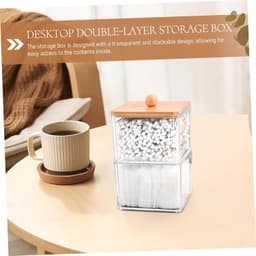 1set Transparante Opbergdoos Voor Badkamer Stapelbare Organisator Voor Wattenstaafjes Wattenbollen Make-up Pads Ruimtebesparende Opslagoplossing Voor Kapsels Accessoires — thumbnail 2