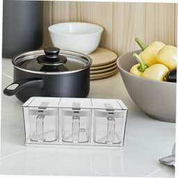 1set Transparante Acryl Kruidcontainers Met Deksel Wandmontage Keukenopslag Voor Zout Olie Specerijen Modern Functioneel Keukenaccessoire — thumbnail 4