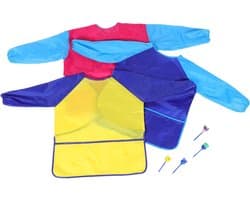 1set Kinderschort Met Zakjes Waterdichte Lange Mouw Kunstschort Voor Peuters Voor Schilderen Koken Creatieve Activiteiten