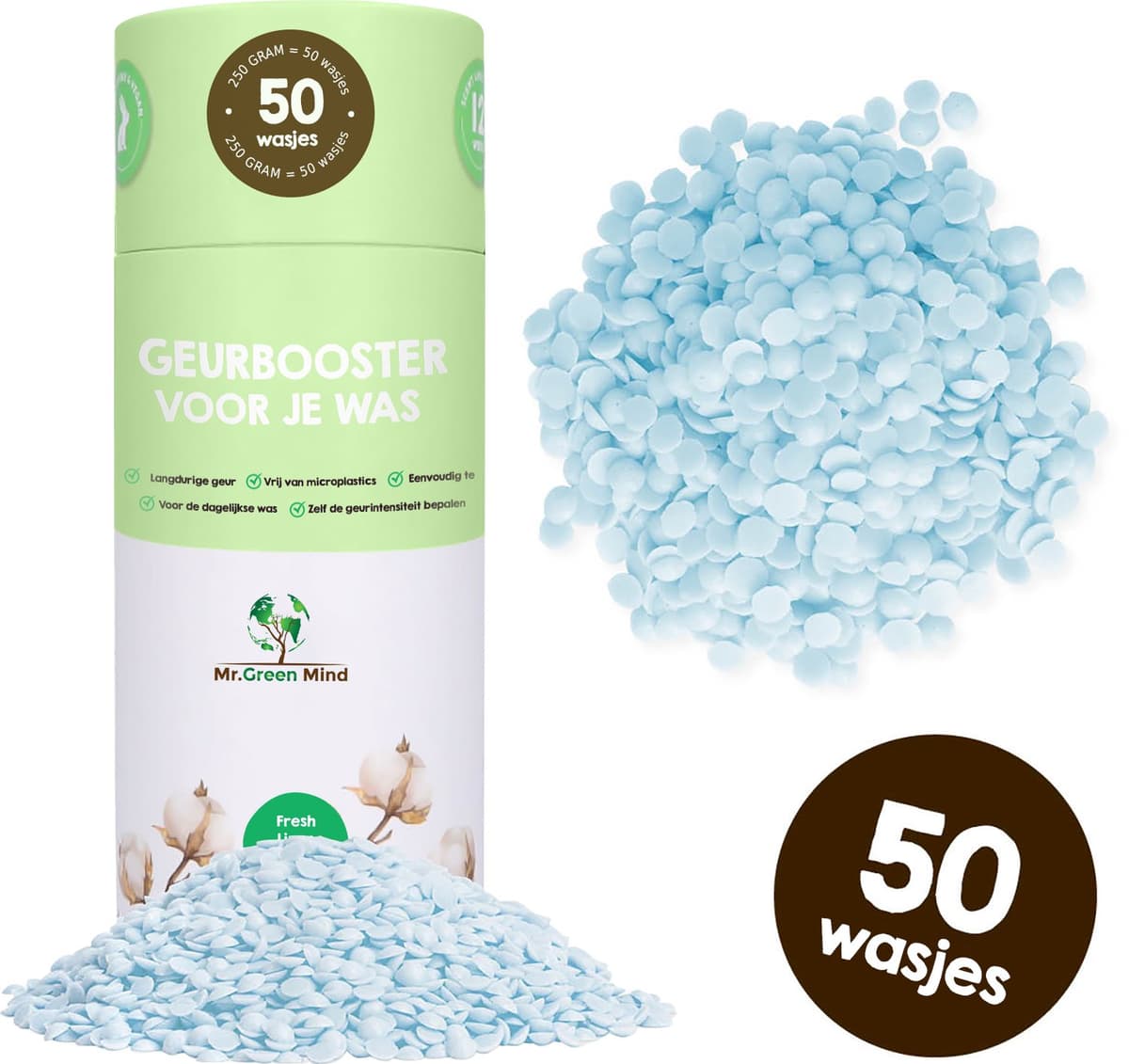 Mr. Green Mind Wasparels Fresh Linen - Wasparfum - Geurbooster - Geurparels - Kledingverfrisser - Proefpakket — afbeelding 1