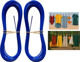 Waslijn 2 mm extra sterk met stalen kern en pvc-ommanteling, perfect voor huis, tuin, camping (blauw, 2000 cm, cm) — thumbnail 1