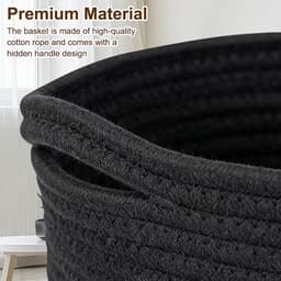Gevlochten, opbergmand met handvatten, wasverzamelaar handgemaakt, mand voor opberging van dekens, speelgoed, knuffels, kleding, zwart — thumbnail 4