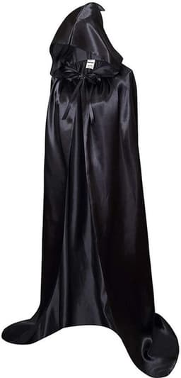 Cape, zwarte cape met capuchon, lange satijnen cape, kostuum voor Halloween, carnaval, vampier — thumbnail 1