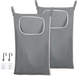 Compacte en ruime waszakken voor deurbevestiging - RVS haken en rits - 80 x 49 cm — thumbnail 1