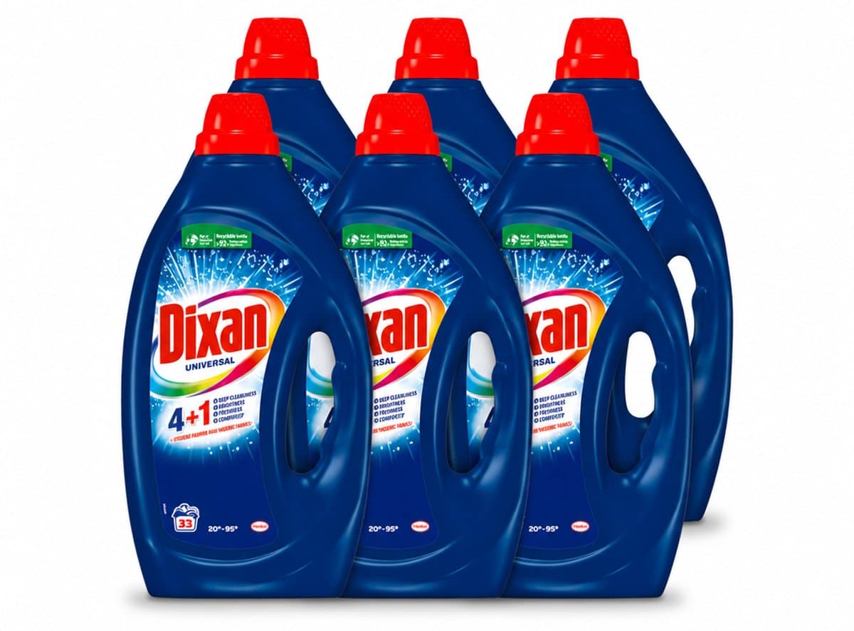 6 x Dixan - Vloeibaar wasmiddel - Universeel - 33 wasbeurten - Voordeelverpakking - 6 stuks — afbeelding 1