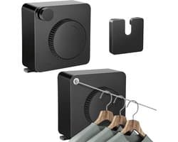 Waslijn, 4,8 m, roestvrij staal, wandmontage, waslijn, slot voorkomt doorhangen, intrekbaar drogen van kleding, waslijn voor balkon, bijkeuken, woning