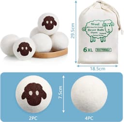 SnelShoppen - Natuurlijke Droogballen XXL van 100% Wol uit Nieuw-Zeeland - Duurzaam, Allergievriendelijk, Ideaal voor Baby's en Gevoelige Huid - Set v — thumbnail 5