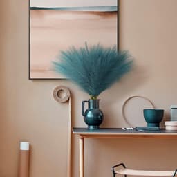 30 stuks kunstpampasgras, blauw, 55 cm, kleine pluizige pampasdecoratie voor tafelvaas, gedroogde bloemen, decoratie, turquoise, voor maritieme decoratie, badkamer, winter, woonkamer en — thumbnail 4