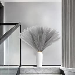 20 stuks pampasgras, 55 cm, kunstdroogbloemen, pampasgras, modern, woondecoratie, boeket, vaas, voor bruiloft, kantoor, slaapkamer, woonkamer (grijs) — thumbnail 5