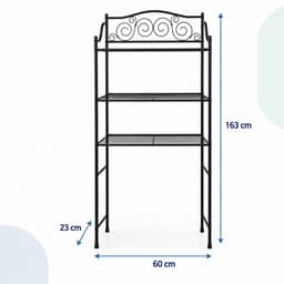 Wasmachine rek - 163 x 60 x 23 cm - zwart — thumbnail 5