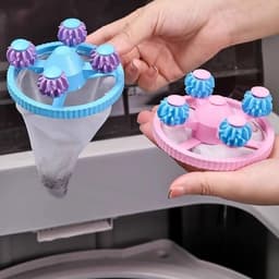 Pluisfilterzak voor wasmachine, haarverwijderaar met kunststof zuignap, universele net-pluisvanger voor wasmachines en drogers, blauw, 2 stuks — thumbnail 1