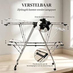 Wasrek Inklapbaar – Extra Droogrek – Opvouwbaar RVS Wasrek – Stevig en Ruimtebesparend – 13.8m Drooglengte – Binnen & Buiten – Duurzaam — thumbnail 3